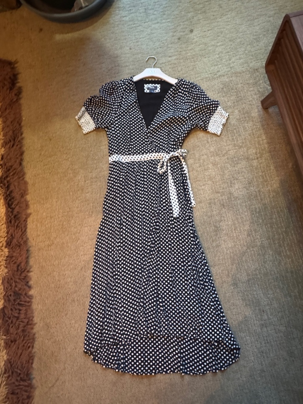 Maeve Black & White Polka Dot Wrap Maxi Dress